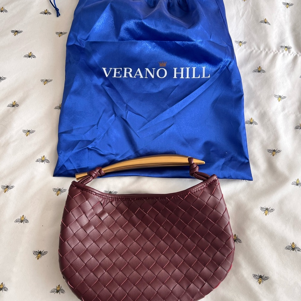 Burgundy Clutch with Woven Design